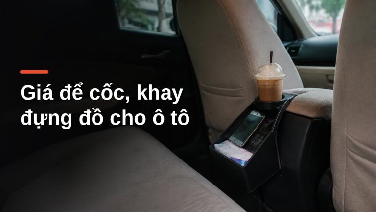 Khay đựng đồ kẹp khe ghế ô tô có giá để cốc, ngăn để điện thoại và khăn giấy