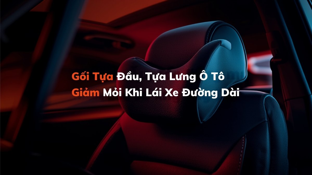 Gối tựa đầu memory foam gắn trên ghế lái ô tô, ánh sáng đỏ-cam hiện đại