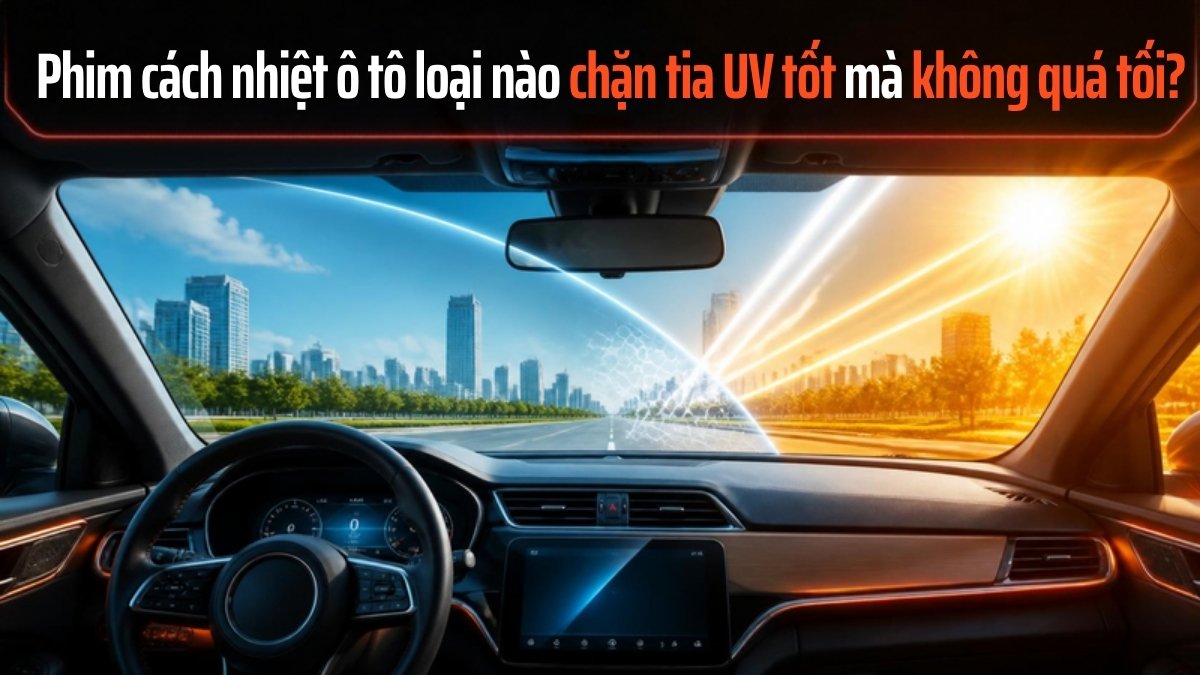 Kính lái ô tô dán phim cách nhiệt sáng trong, chặn tia nắng và tia UV - phim cách nhiệt ô tô loại nào chặn UV tốt mà không quá tối