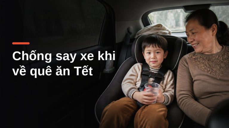 Trẻ em ngồi ghế an toàn hàng sau cùng bà trên chuyến về quê ăn Tết